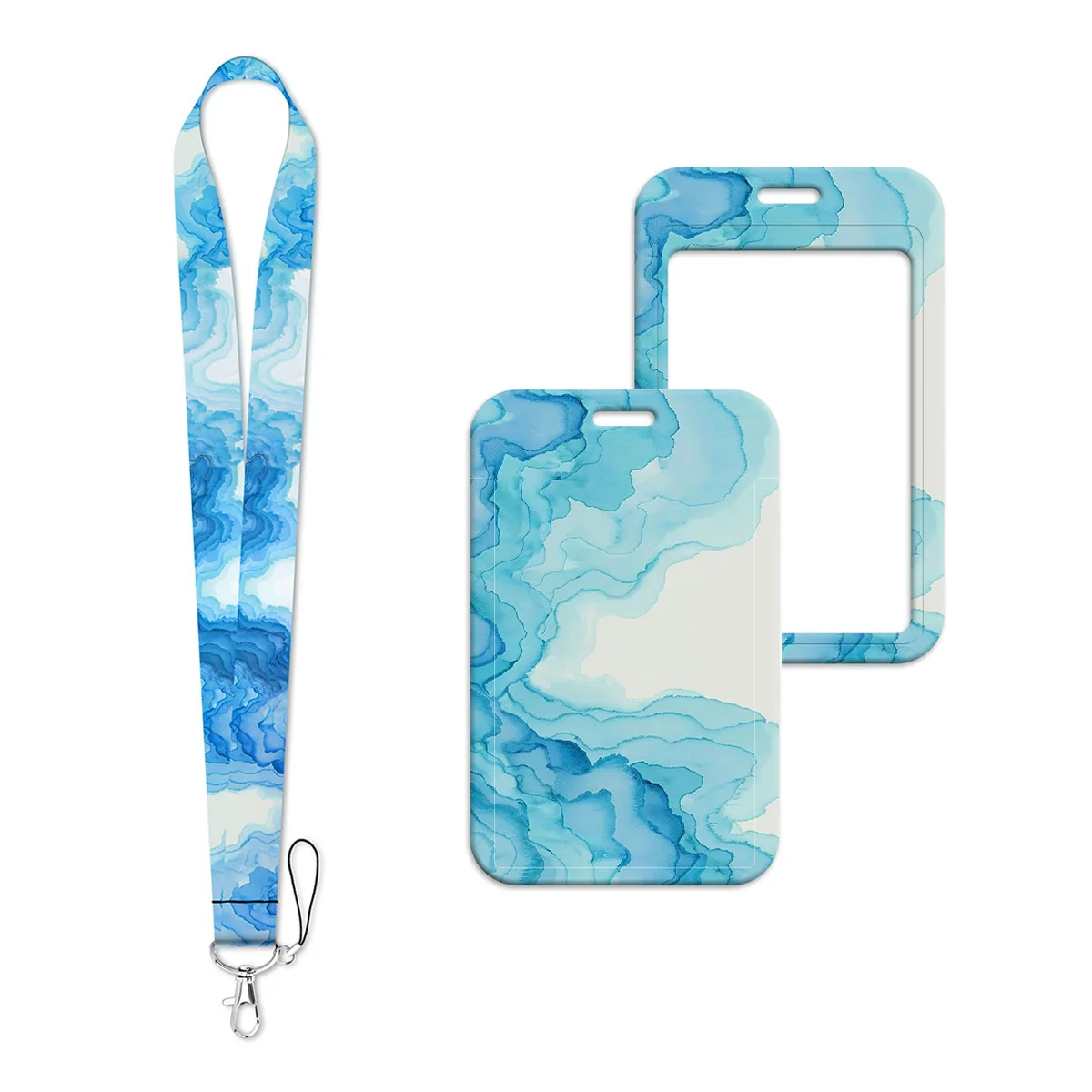 

Gradient Blue Marble Lanyard Neck Strap Keychain ID Card Cover Badge Holder Mobile Phone Hang Rope Keyring Accessories Gifts