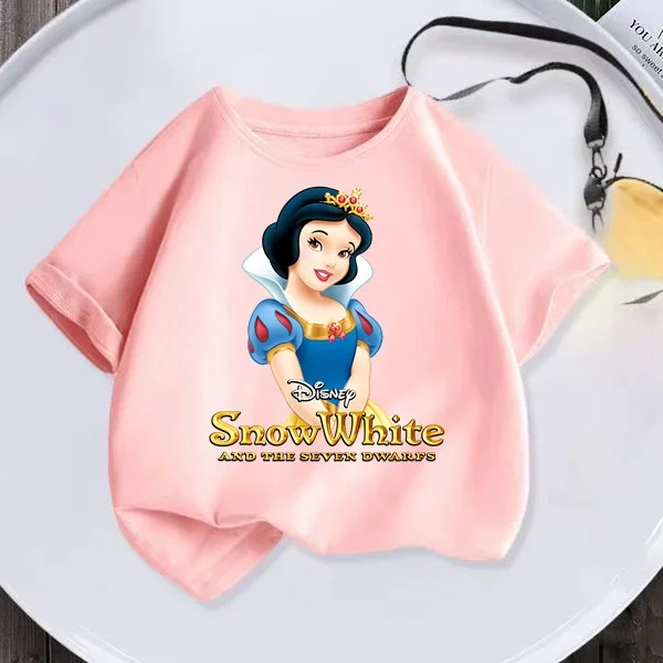 Disney Summer Kids Clothing T-shirt Girls Kids Top New Fashion Snow White cartoon toddler crewneck cool short-sleeved shirt