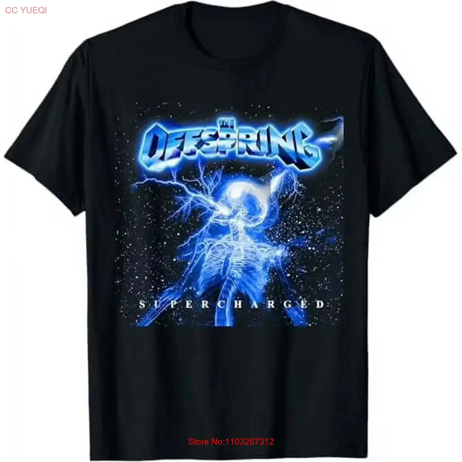 Camiseta negra The Offspring Supercharged de todas las tallas, TD150, estilo vintage, ligeramente lavada, ropa de diseñador con estilo streetwear