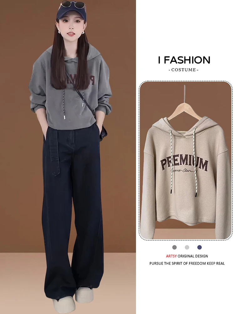 

Laid-ba mat Sle Letter Hoodie Women's New 2026 Autumn Korean Version Faionable Long Sve Top Streetwear
