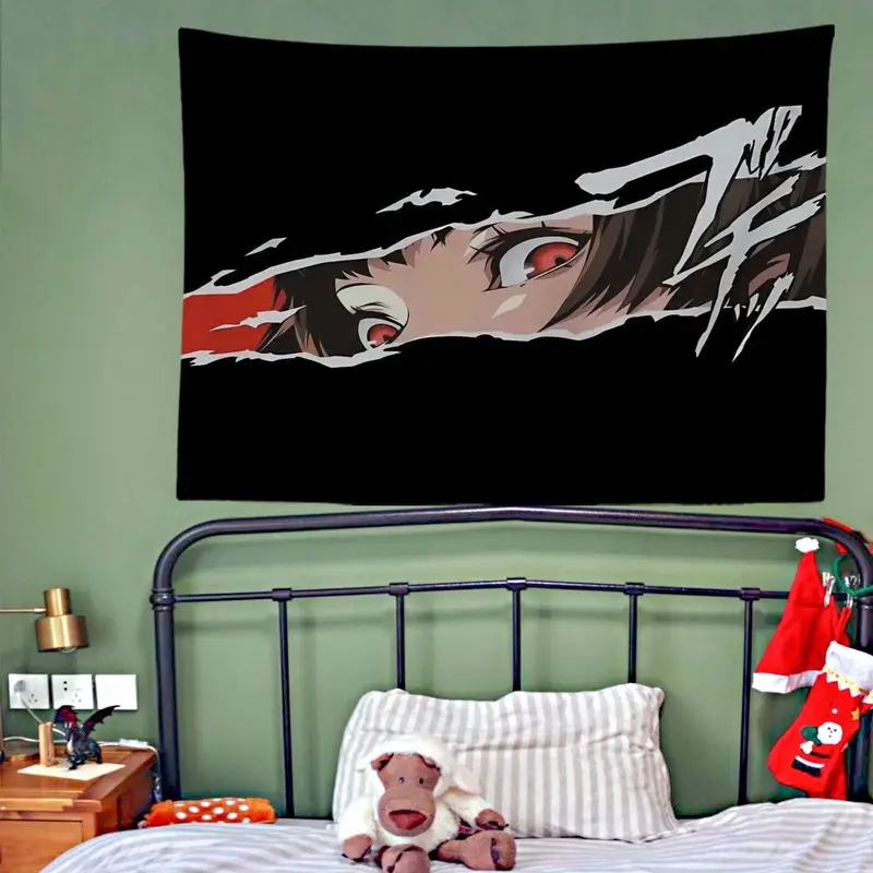 VIKAMA Red Eyes Torn Paper Tapestry, Dramatic Dark Wall Hanging for Bedroom Dorm Game Room Decor