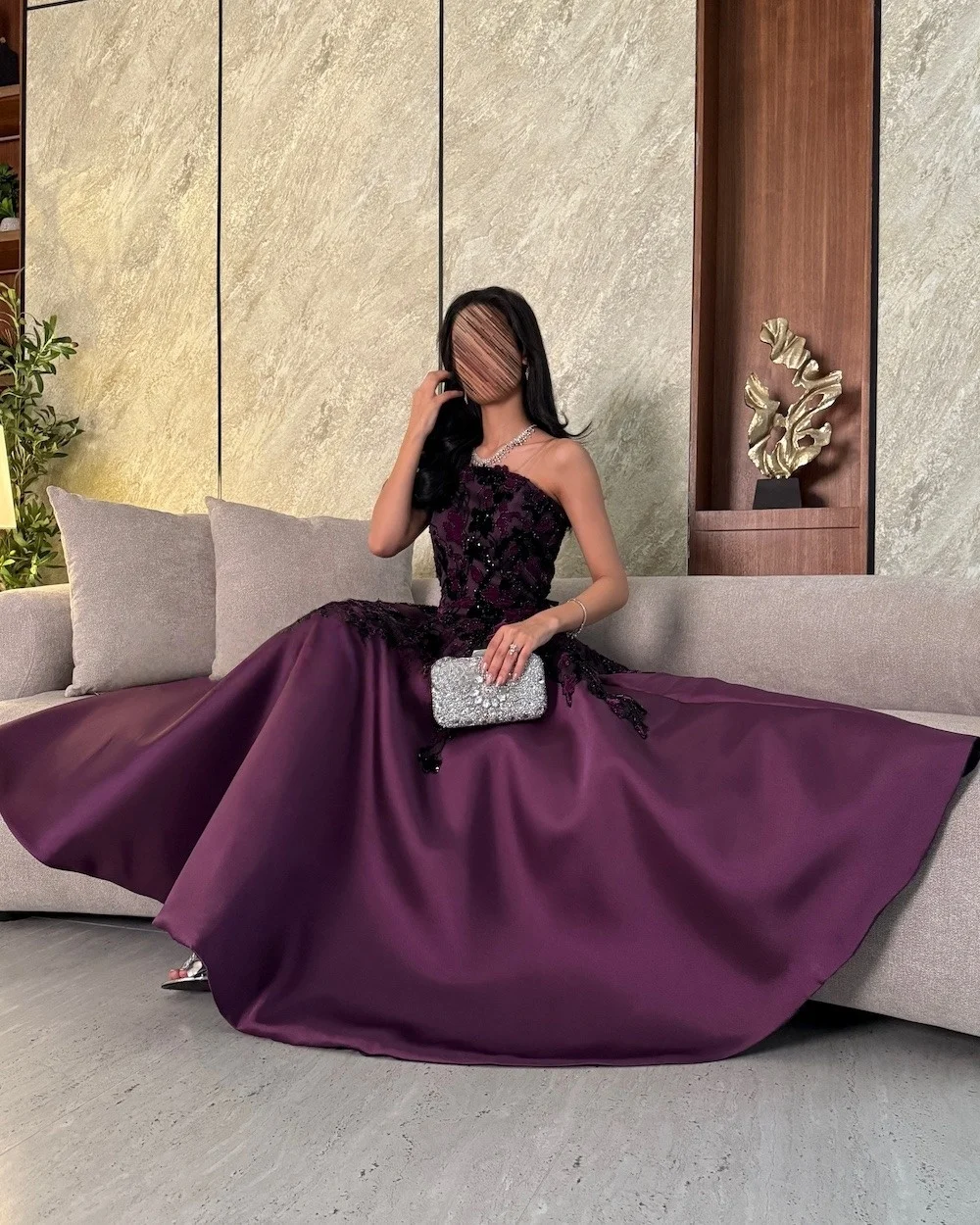 Glamour Custom Satin Vestidos De Noche Luxury Formal Evening 2026 Appliques A-Line Evening Dress Lace-Up Strapless Prom Dresses