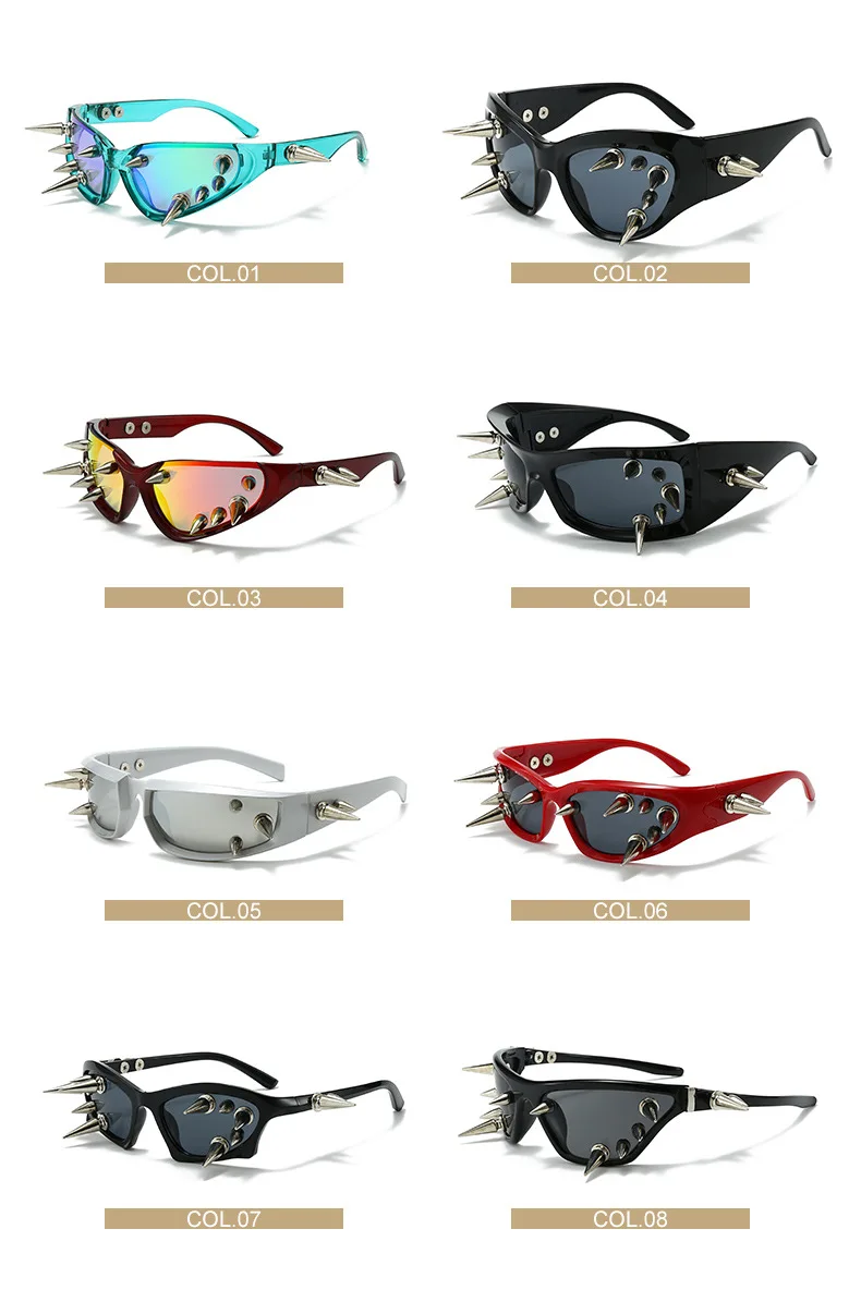 Cyberpunk DIY Unisex Übertriebene Sonnenbrille Niete Motorrad Stil Hip Hop Streetwear Brille Handgemachte Optische Brillen – Detail 8