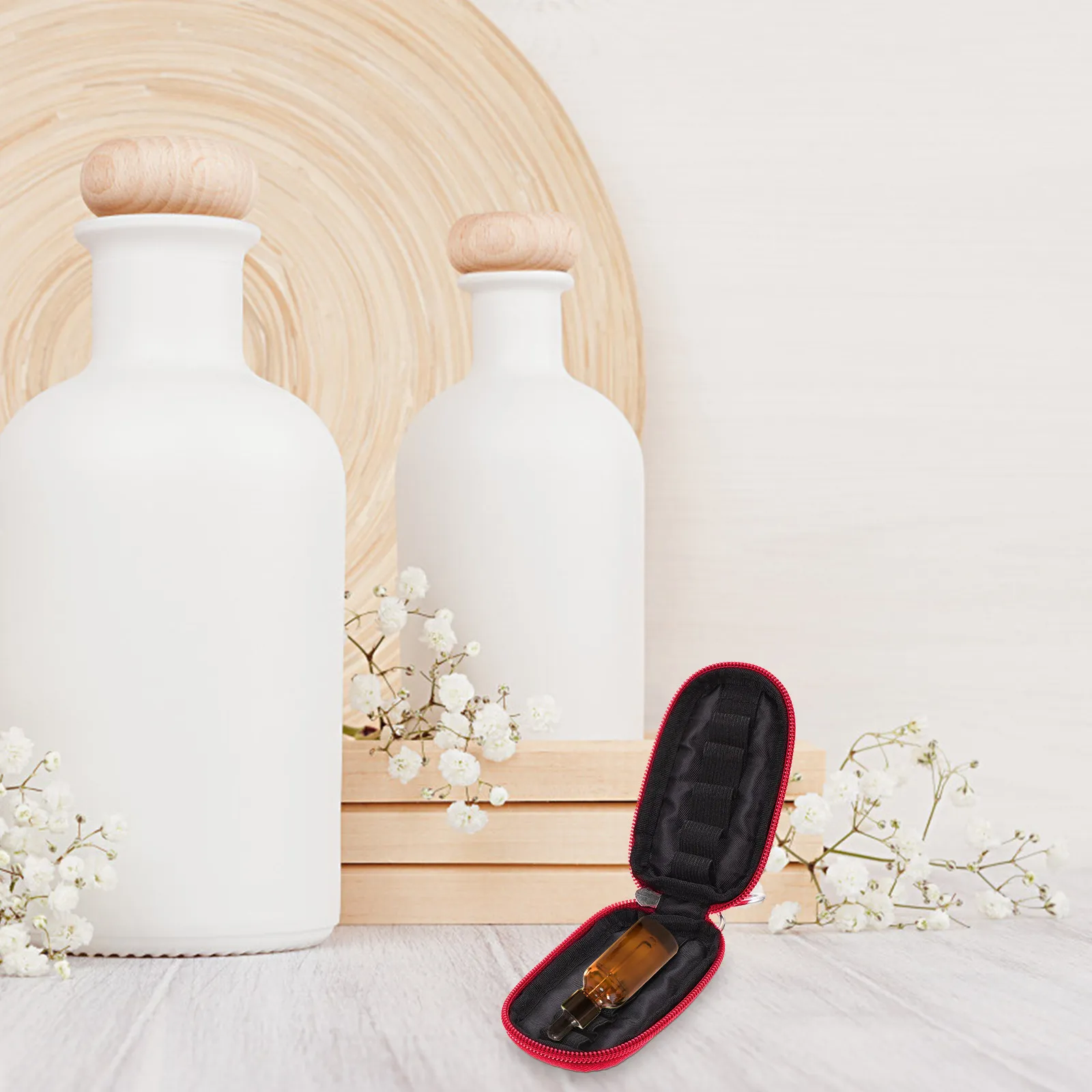 

1 шт. сумка для хранения эфирных масел, органайзер для бутылочек с тонкой отделкой, удобный чехол для хранения небольших бутылочек, держатель для эфирных масел