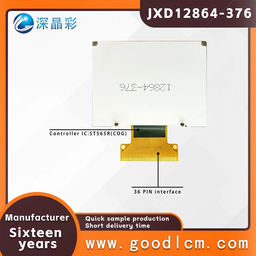 Imagem -02 - Pequeno Instrumento Moncromático Dot Matrix Screen Módulo de Exibição Quadrada Retroiluminação Branca Positiva Jxd12864376 Fstn