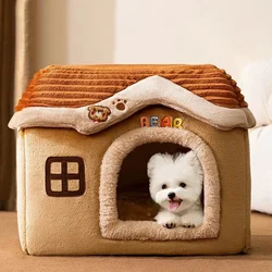 Foldable Cat House Outdoor Pet House for Small Dogs Kitten Puppy Cave Nest with Pets Pad Dog Cat Bed Tent Supplies