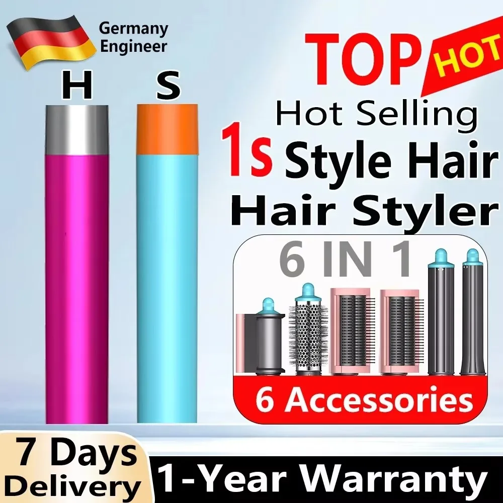 Professionelles 6-in-1-Lockenstab, Haarglätter, Styling-Werkzeug, Haartrockner, heißes Kamm-Set, negative Ionen, Föhn, Haarpflege