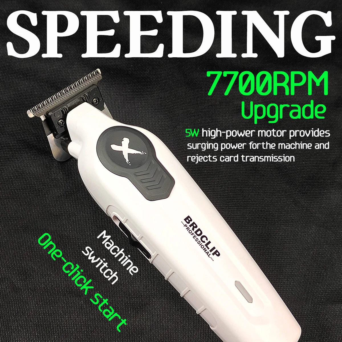 New Upgrade 7700RPM BRDCLIP FA1T White Professional Hair Trimmer Barber Gradient 1600mAh Electric Clipper with Charger Stand