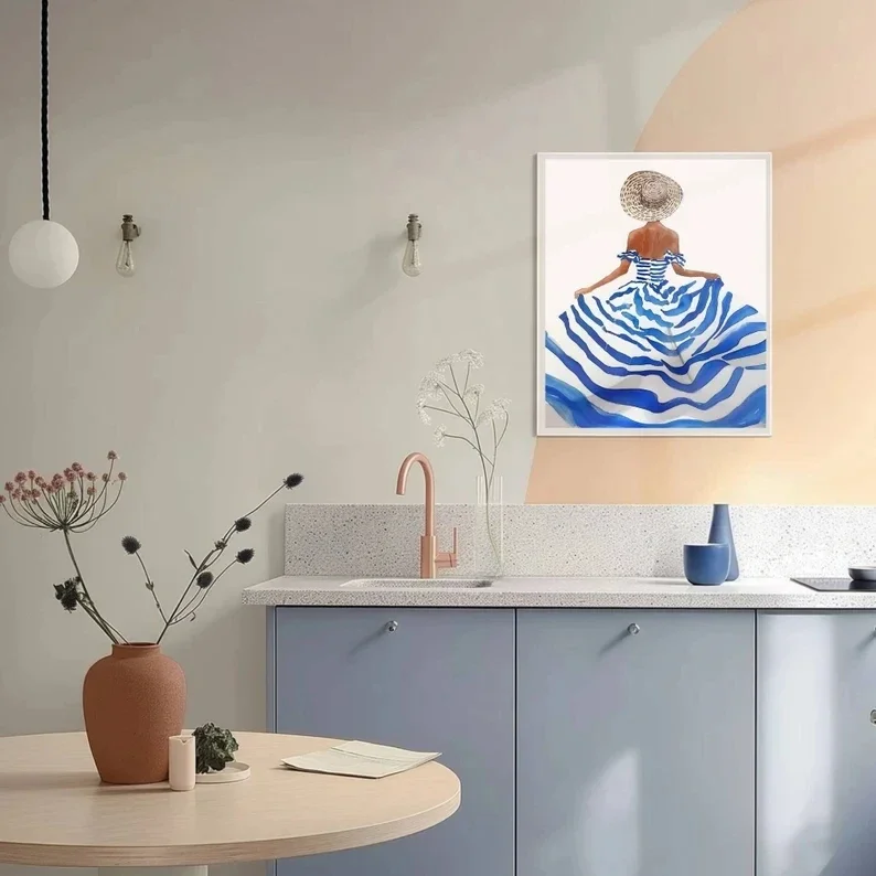 الموضة مجردة شريط امرأة المشارك النوم الشكل اللون قماش اللوحة العصرية جدار الفن لغرفة المعيشة ديكور المنزل #4