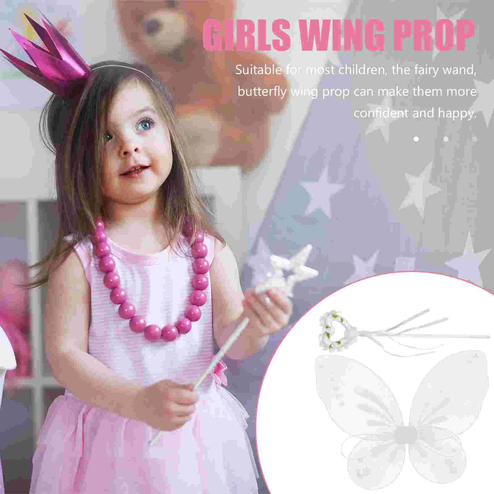 Folding Butterfly Wings Elf Fairy Stick Set Children's Stage Performance Dressing Props Kids Princess Fabric Girls