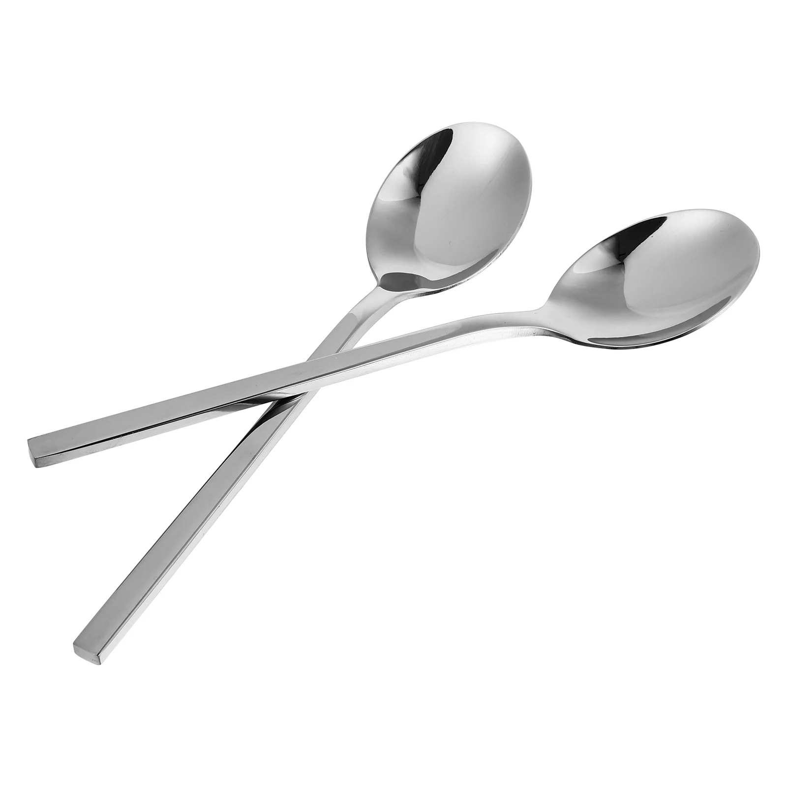 

2 Pcs Stainless Steel Dessert Spoon Cake Spoons Ladle Comfortable With Square Handle Long Yogurt