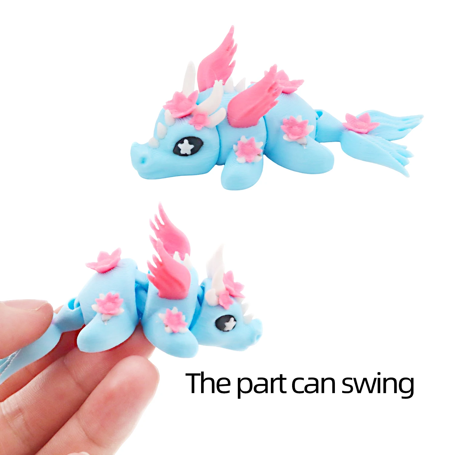 3D printed lotus dragon, multi joint movable, flower dragon ornament decoration, beautiful dragon ornament #3