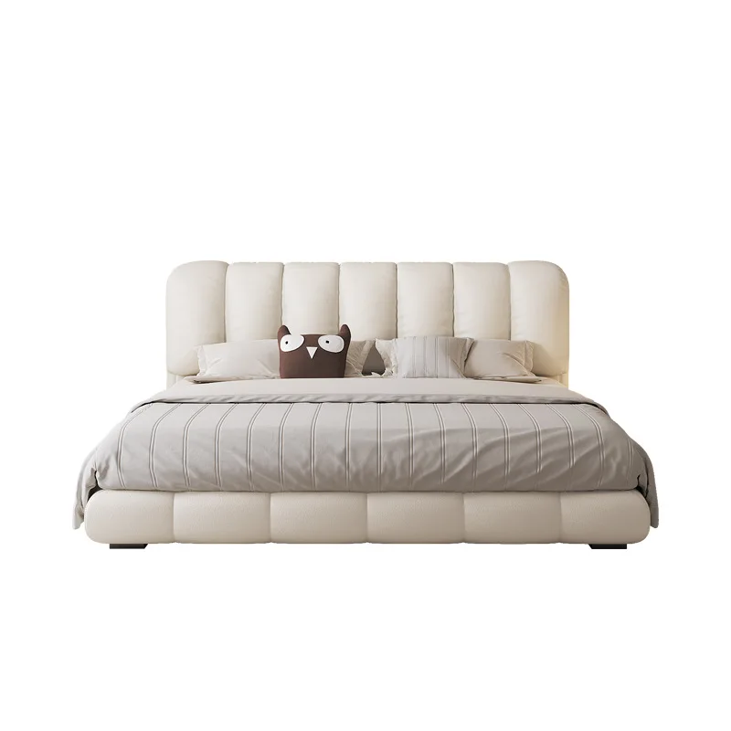 

Light luxury modern piano keys French cream wind master bedroom bed high-end atmospheric bed leather bed