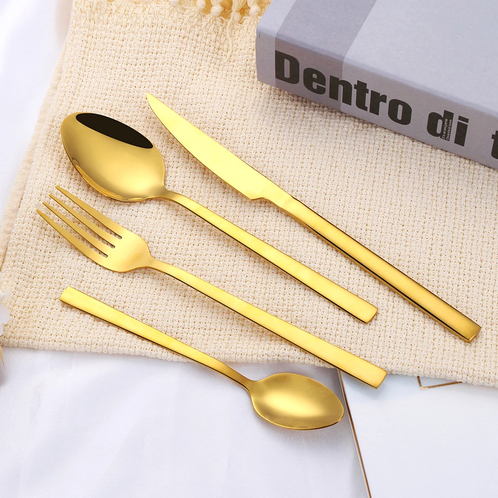 24/32 Pieces Gold Tableware Knife Spoon Fork Set Stainless Steel Cutlery Set Black Dinnerware Sliver Kitchen Utensils Flatware