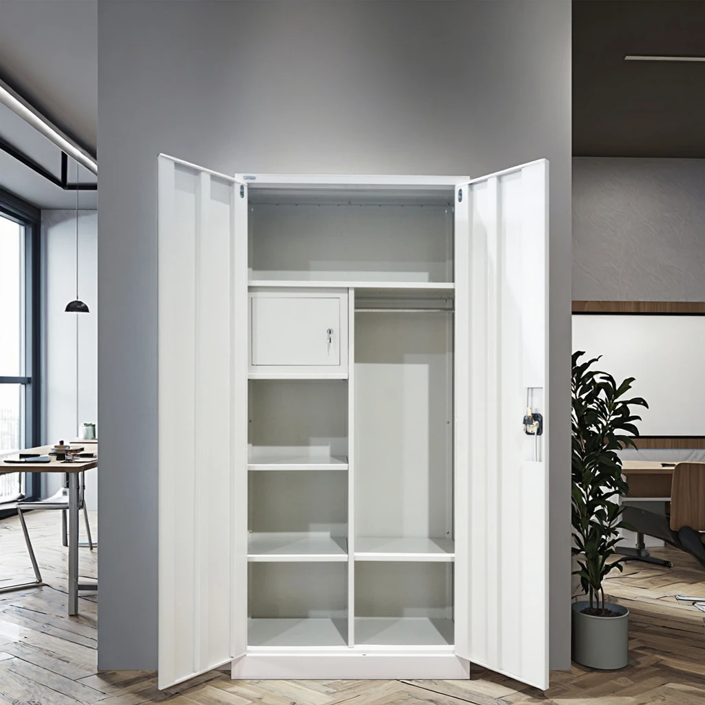 خزانة ملابس من الفولاذ المقاوم للصدأ ببابين قائمة بذاتها لغرفة النوم والمكتب والمنزل والمدرسة وصالة الألعاب الرياضية #3