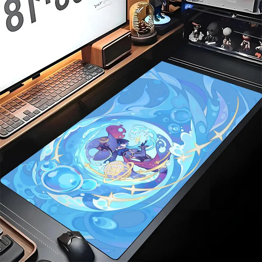 Mona Genshin Impact Mouse Pad Gaming Locking Edge Big Computer Gamer Pearlescent Large Rubber Art Mousepad Laptop Desk Mat