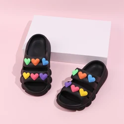 A Pair of Black Fashionable Girls' Lightweight, Soft and Caring Casual Slippers, Outdoor Boys' Beach Sandals