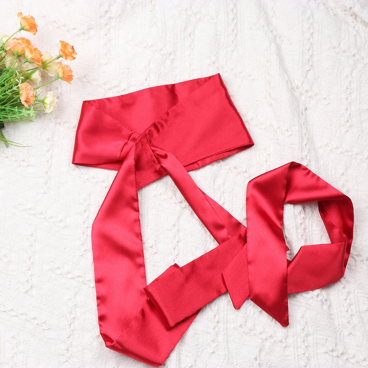 حزام بفيونكة حريرية واسعة الخصر بلون سادة وشاح بشريط من الساتان باللون الأحمر وشاح فستان مريح للمناسبات الخاصة حزام فيونكة حريرية للنساء #6