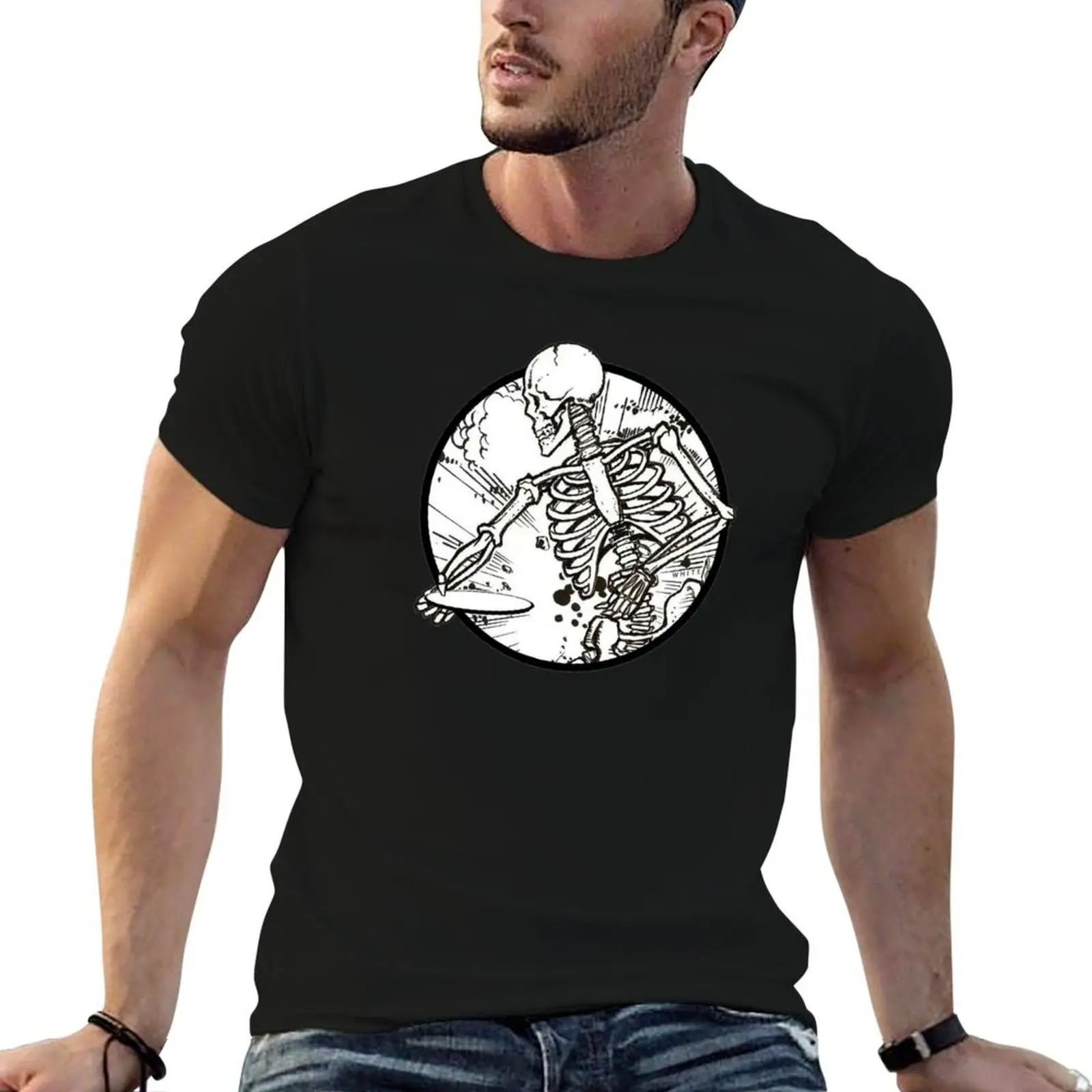 

Disc Golf Skeleton high quality funny essential black T-Shirt t shirts for man pack white T-Shirt