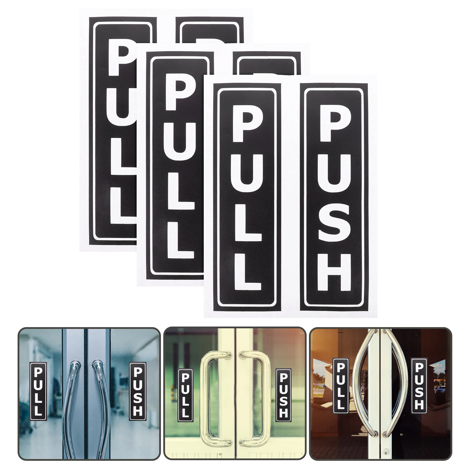 

3 Pairs Please Leave Door Open Sign Sliding Logo Sticker Applique Push Attention