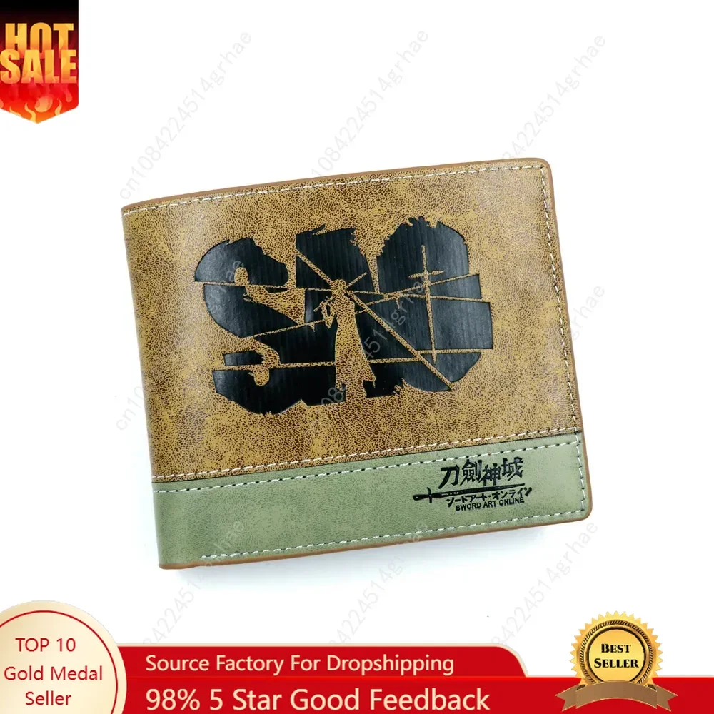 Anime Sword Art Online Men Wallets Khaki Short Card Holders Purse