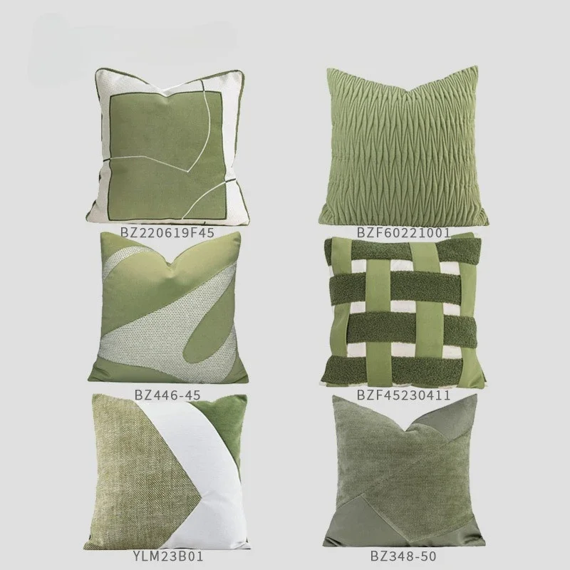 45X45/50X50CM Green Throw Pillow Cover Fresh Nordic Stamping Waist Cushion Cover Decor Home Decorative Pillowcase