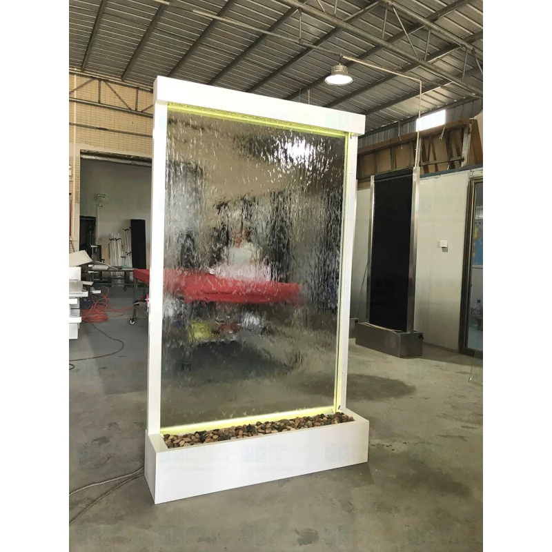 Custom.1.2 * 2m إطار أبيض زجاجي داخلي شلال أرضية نافورة قائمة ديكور المنزل حديقة حلية