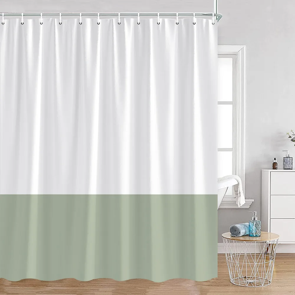 Color Block Soild Shower Curtain White Black Green Brown Green Bathroom Decor Modern Nordic Polyester Bath Curtain with Hook