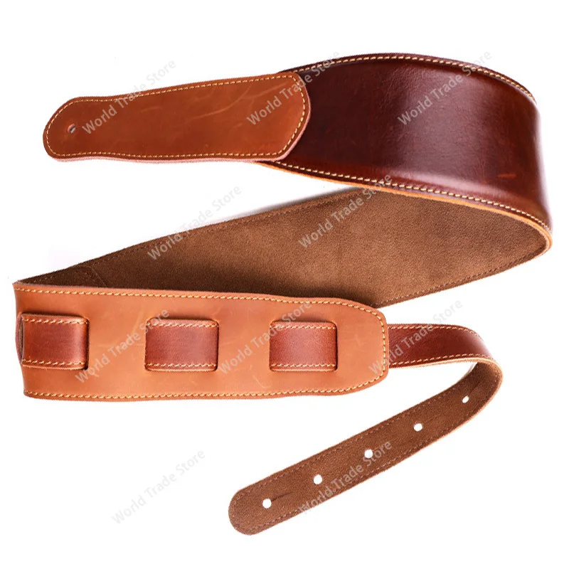 

Аксессуары для гитары, толстый ремень из натуральной кожи для электрической бас-гитары, регулируемый ремень для акустической народной классической гитары