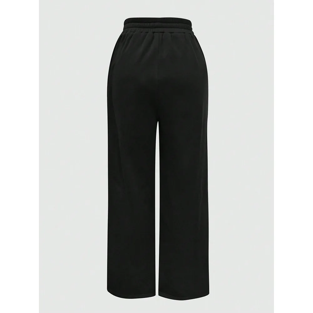 Pantalones de pierna ancha holgados informales para mujer, cómodos, holgados, de corte recto, de fibra de poliéster, cintura l