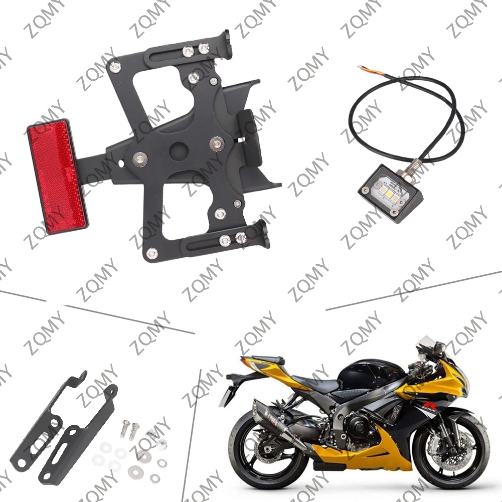 Motorcycle Fender Eliminator Registration Plate Holder License Frame w/ LED Light For Suzuki GSXR600 GSXR750 2008 2009 2010 K8