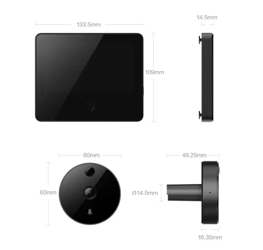 Xiaobai Smart Camera Doorbell Cat Eye Infrared Night Vision Face Detector AI Human Detection LCD Display Work with Mi App Life