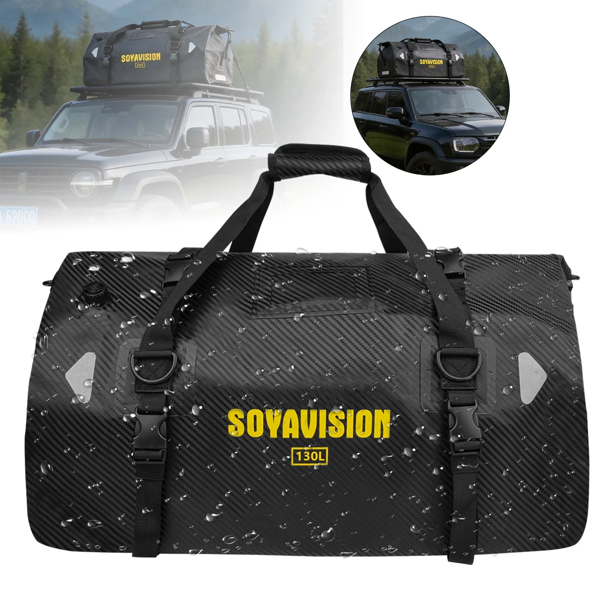 Carbon Black Motorcycle Waterproof TailBag Travel Outdoor Luggage Bag 20L/40L/66L/100L/130L Motorbike Luggage Backpack Seat Bag