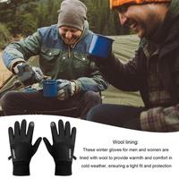 Adult Knit Gloves Winter Knit Gloves Warm Full Fingers Fleece Lined Touchscreen Elastic Cold Weather Thermal Gloves For Running