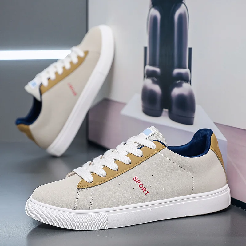 New Low-top Sneakers for Summer Casual Flat Sneakers Trendy and Versatile Sporty White Sneakers Lace-up Korean Men's Shoes