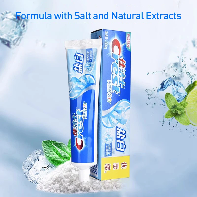 Отбеливающая зубная паста с солью Crest Удаляет пятна и снижает зубной налет Свежесть дыхания Отбеливание зубов 200 г