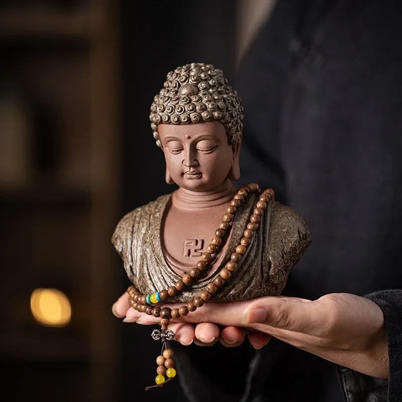 FX-22  chinese zen ceramic sakyamuni bust buddha head home entrance bookshelf decorative buddha statue ornament
