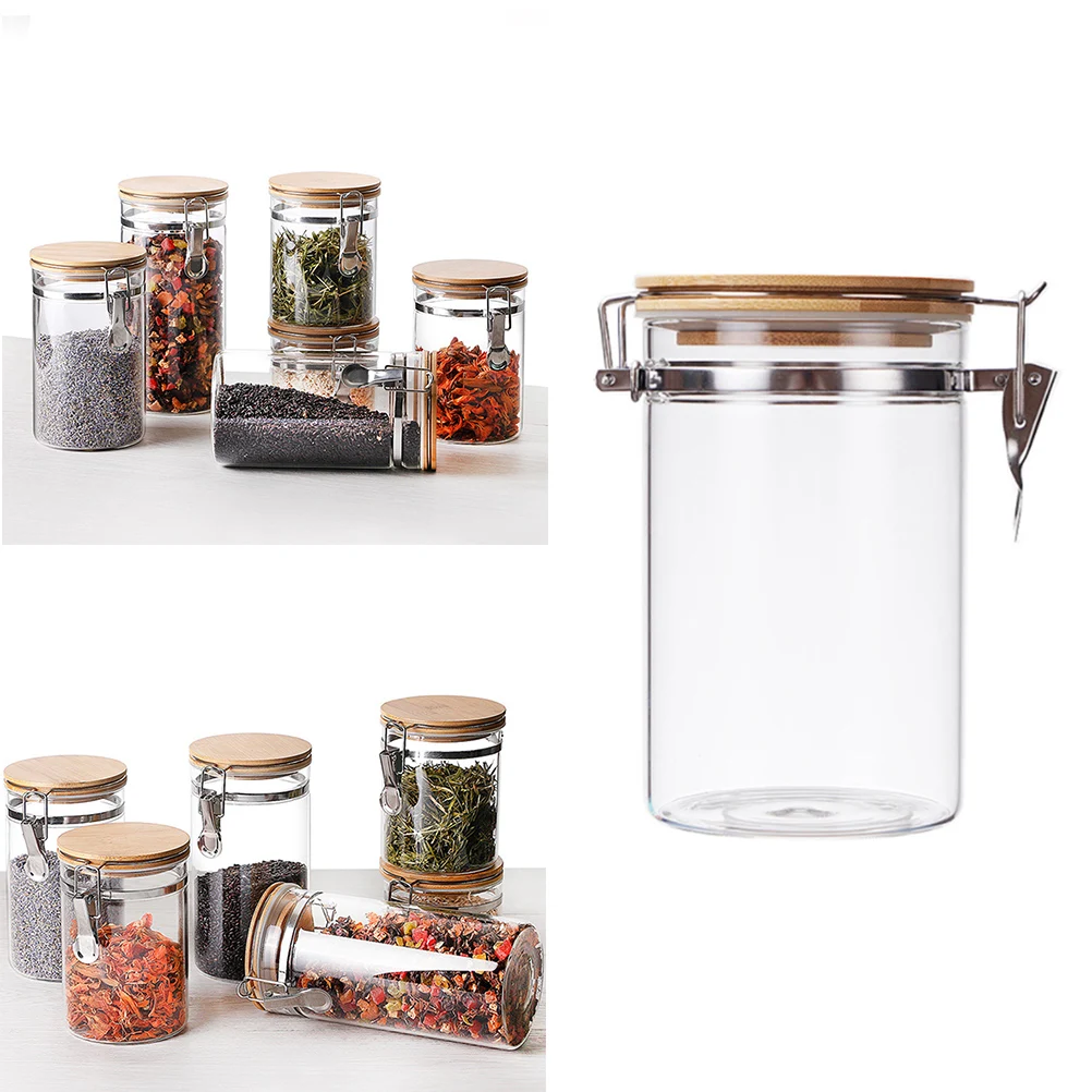 

800Ml Seasoning Storage Jar Transparent Airtight Kitchen Container for Food Grains Nuts Tea Coffee Beans Snacks Dry Goods