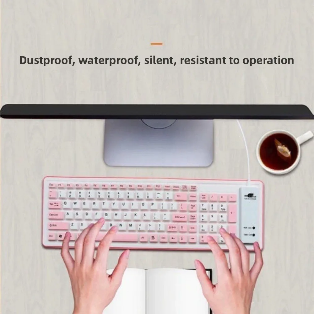 

USB Interface Soft Silicone Flexible Keyboard 103 Keys Waterproof USB Keyboard Dustproof Portable Wired Keyboard Home Use