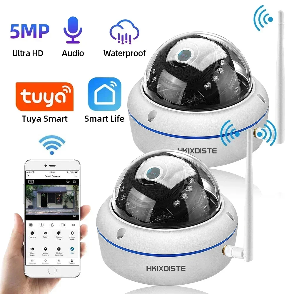 5MP Tuya Smart Life Wifi Beveiliging IP-camera Externe waterdichte draadloze domecamera Menselijke detectie CCTV Videobewakingscamera