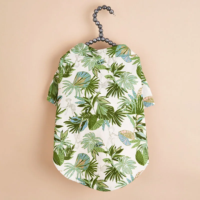 New Summer Ins Seaside Vacation Style Dog Shirt Pet Clothing Printed with Palm Leaf Dog Clothing Hot Selling Pet Apparel