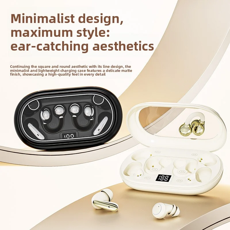 2026 New One-to-Three Sleep In-Ear Wireless Bluetooth Earphones, Sports Style, Clip-On, Digital Display, Long Battery Life