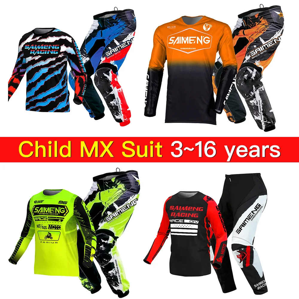 

motocross suit kid 20 22 24 26 28 boy girl Enduro cross Racer Gear Set Off-road MX customize MTB MOTO Combo ATV DH BMX name