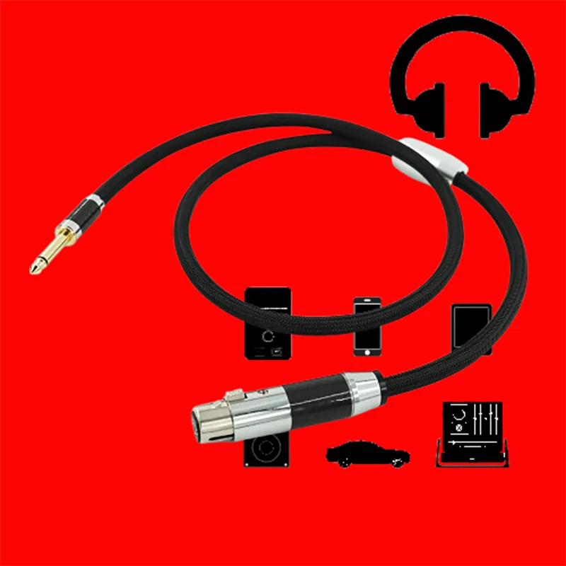 

4N Silver Secondary Conductor Mono 6.35mm TS to XLR Female Microphone Cable for Mixer/Sound Card​