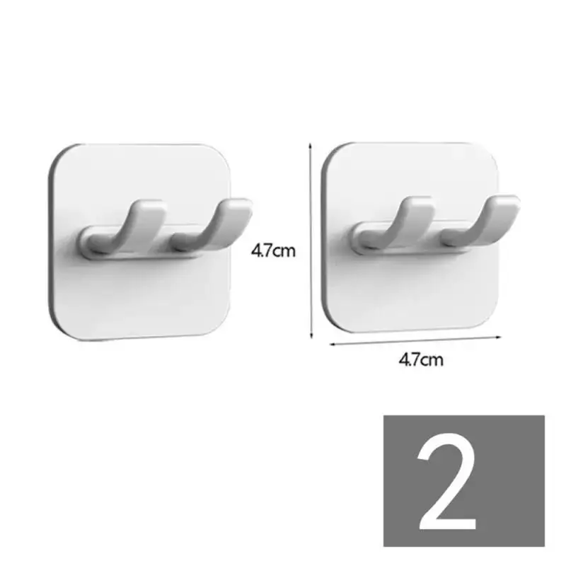 Plug Adhesive Hook Seamless Adhesive Hook Living Room Wall Stickers Self-adhesive Storage Rack White Double Hook Nail-free