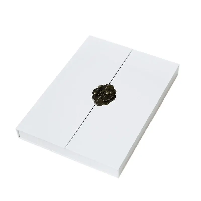 A4 White Paper Gift Case With Lock Empty Package Unisex Use Paper Storage Boxes Case Offical Use Box W015