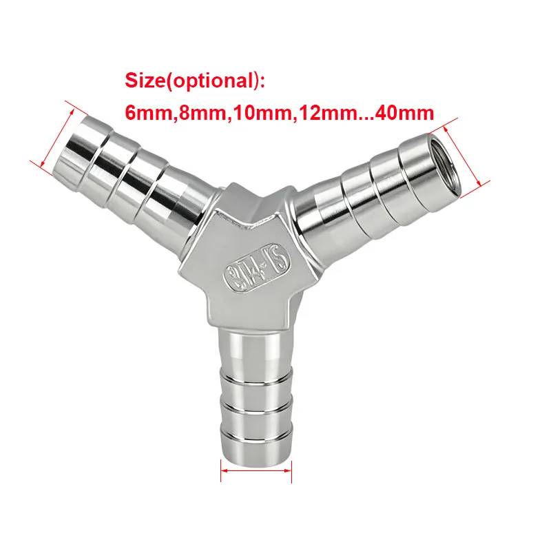 6 8 10 12 13 14 15 16 20 25 32 40mm 304 Stainless Hose Barb Elbow Corss Tee Y Shape 2 3 4 Ways Hosetail Splitter Water Gas