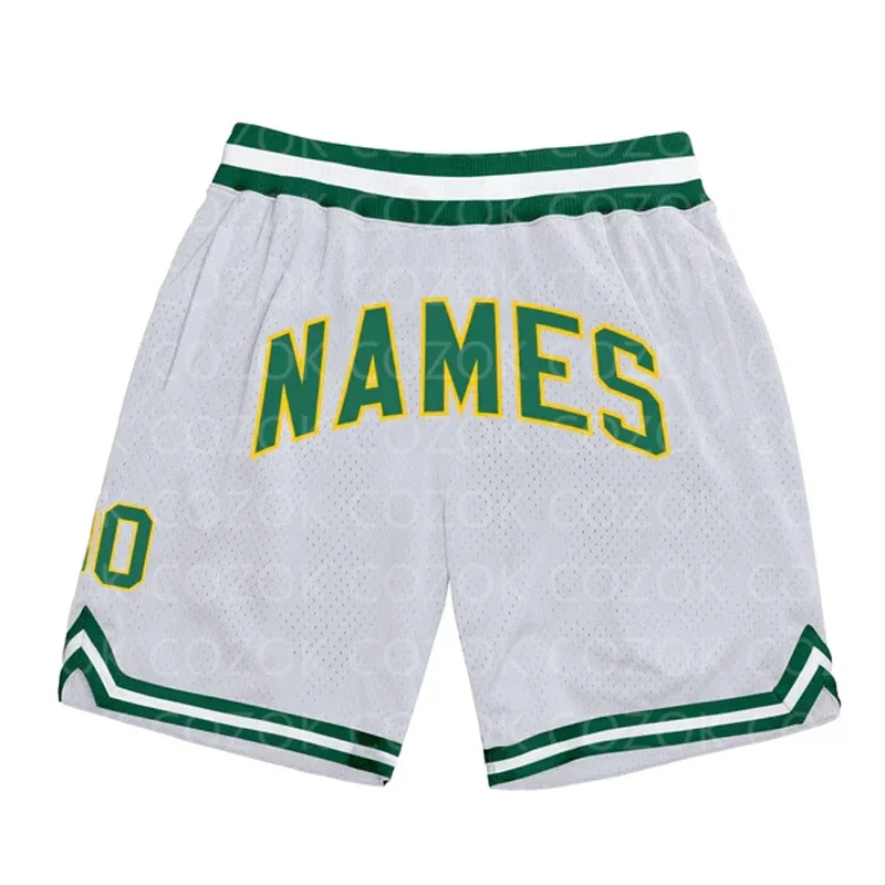 Custom White Authentic Basketball Shorts 3D Printed Men Shorts Custom Name Mumber Quick Drying Beach Shorts