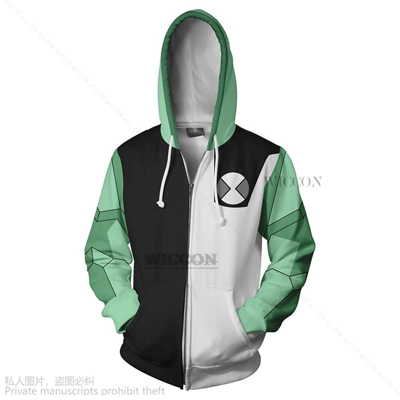 Anime Ben10 Tennyson Cosplay Hoodie Cartoon Pullover Hooded Sweatshirt Adult Men Fantasia Cos Jacket Sweatshirt Streetwear Coat