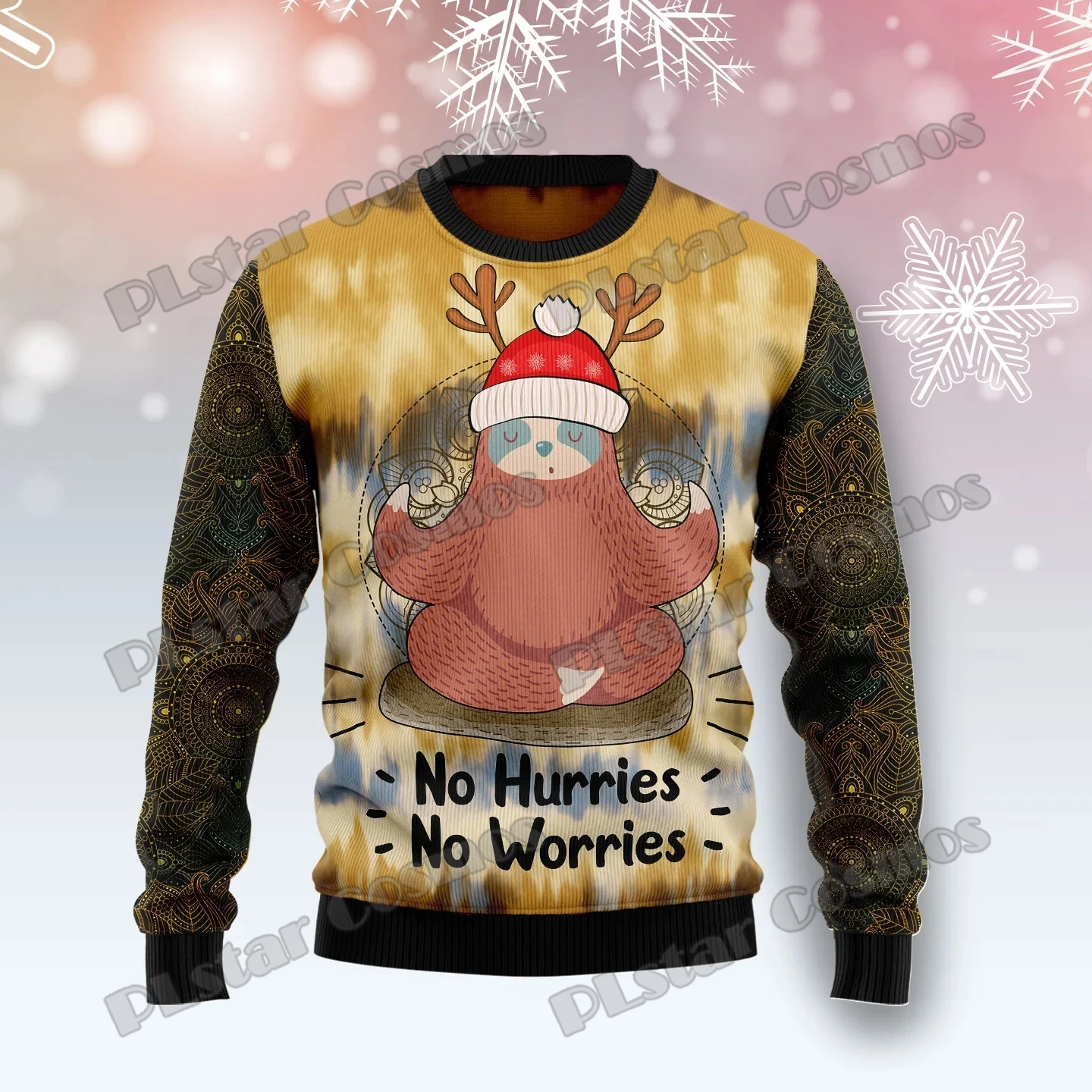 

PLstar Cosmos Sloth Mandala Pattern 3D Printed Fashion Men's Ugly Christmas Sweater Winter Unisex Casual Knitwear Pullover MYY22